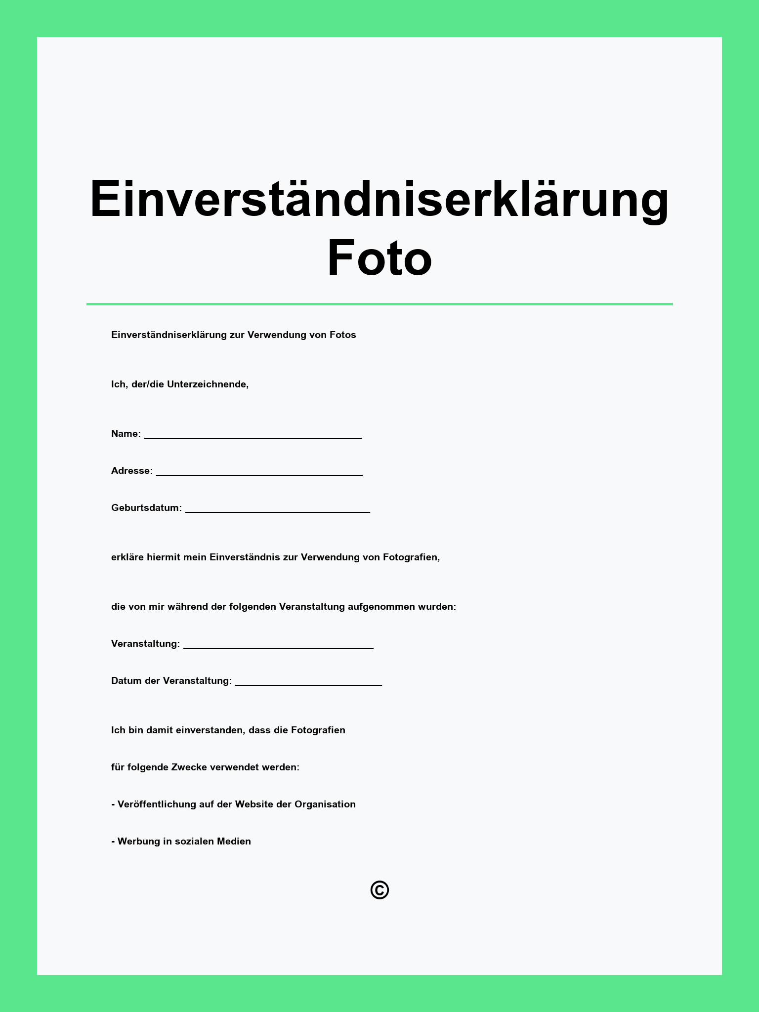 Einverständniserklärung Foto