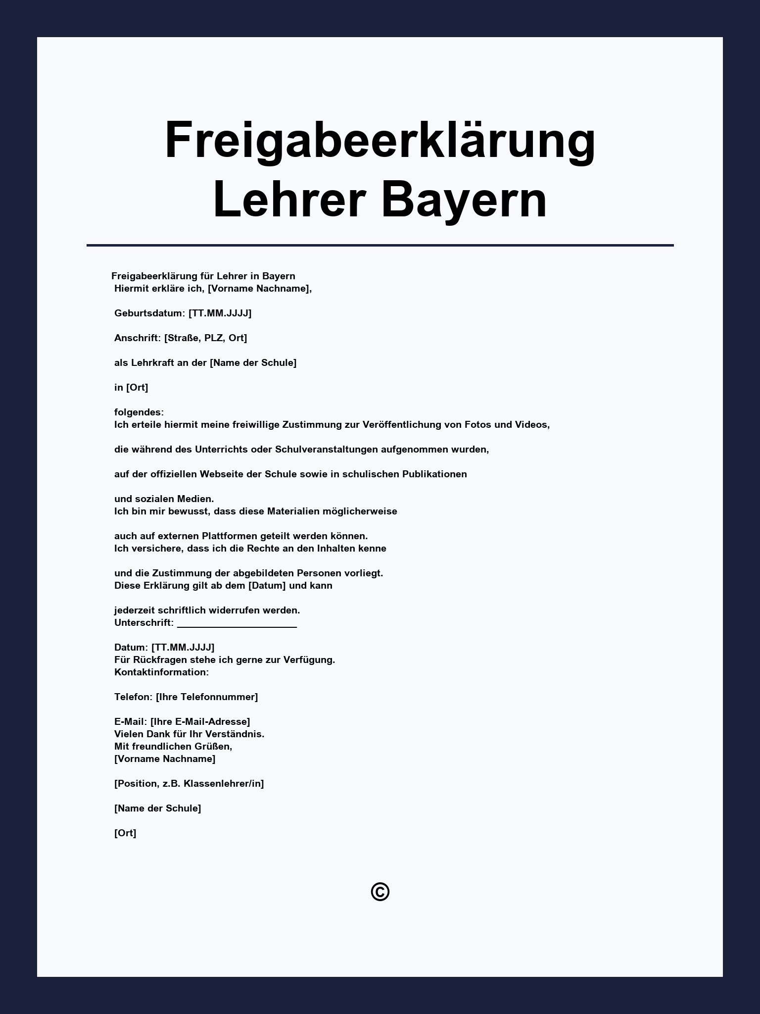 Freigabeerklärung Lehrer Bayern Formular