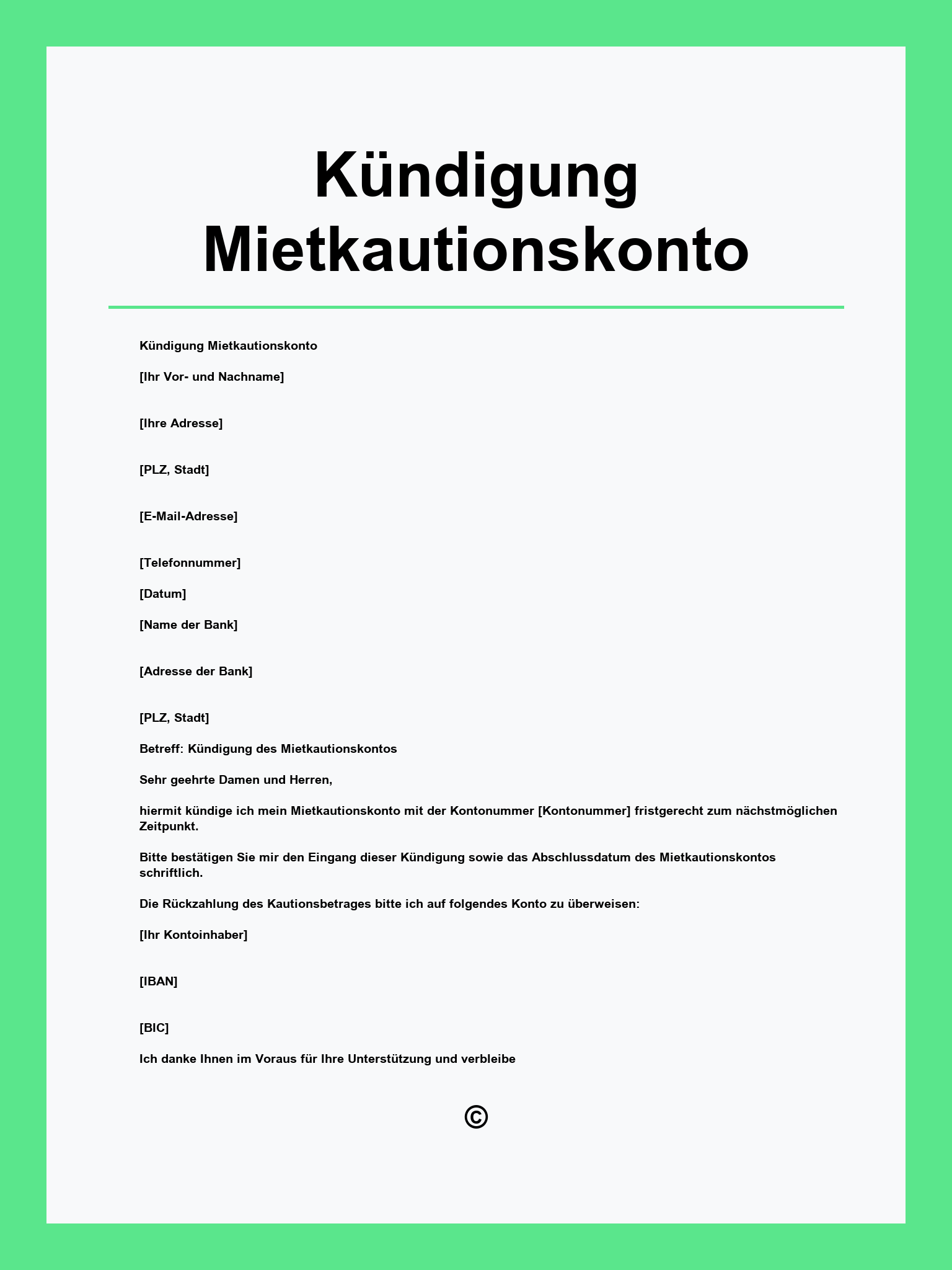 Kündigung Mietkautionskonto Vorlage