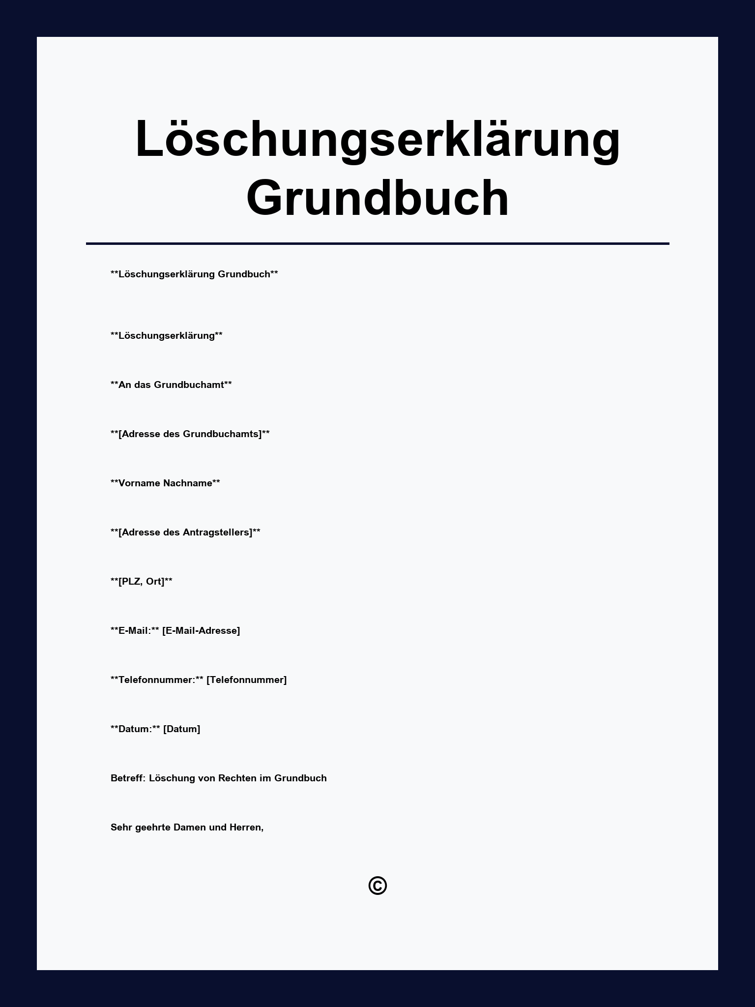 Löschungserklärung Grundbuch Vorlage