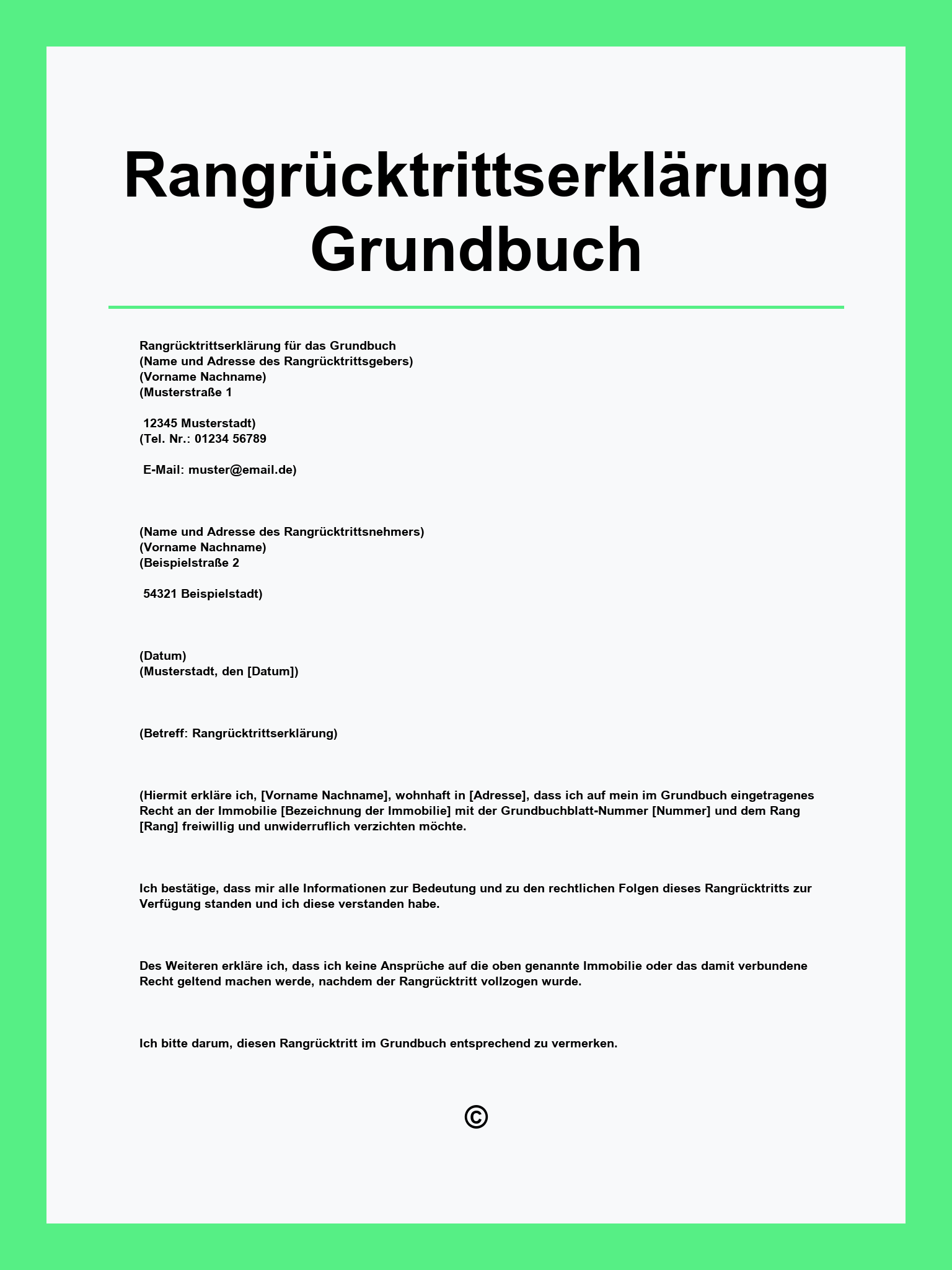 Rangrücktrittserklärung Grundbuch Muster
