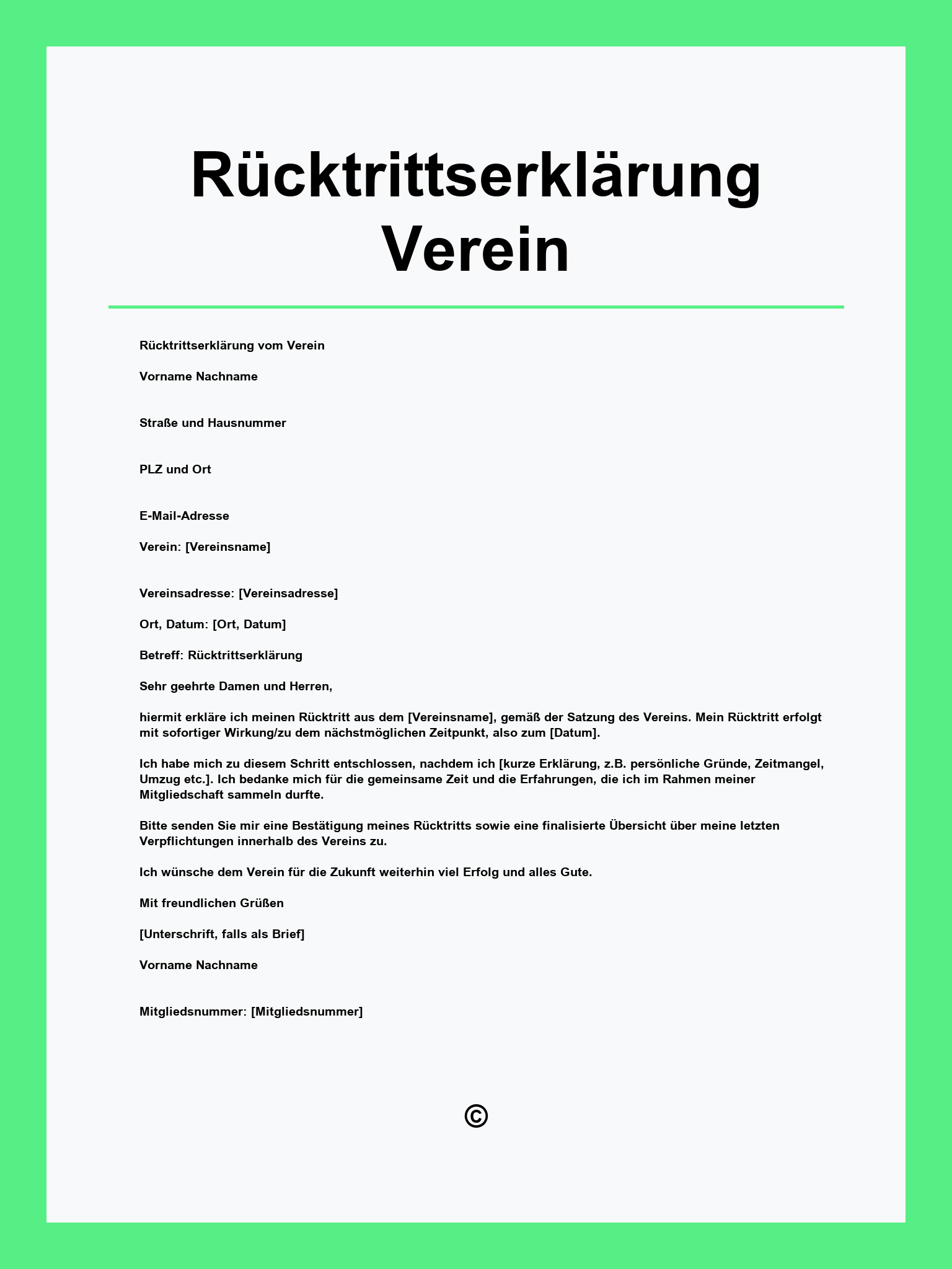 Rücktrittserklärung Vorlage Verein