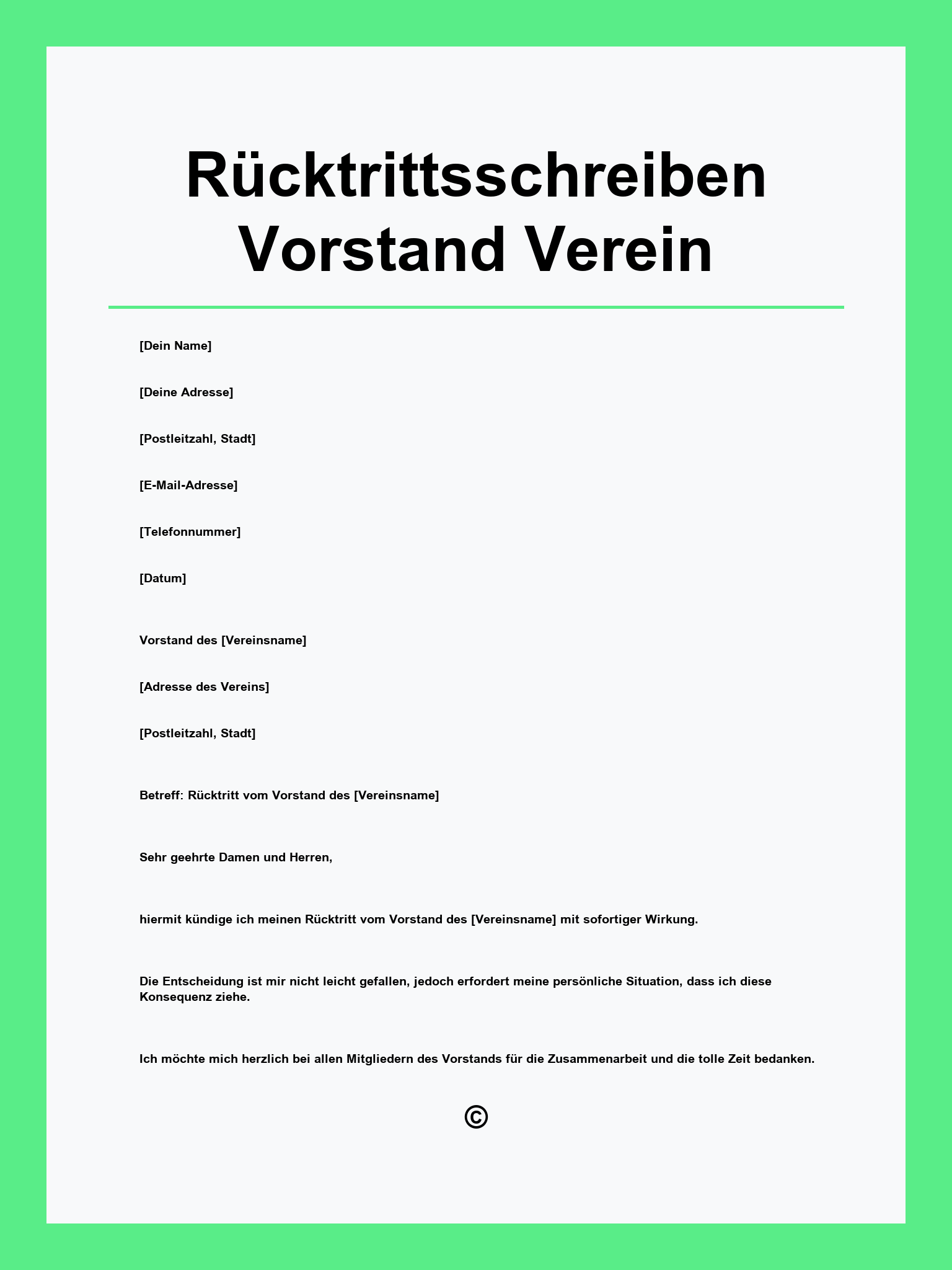 Rücktrittsschreiben Vorstand Verein Muster